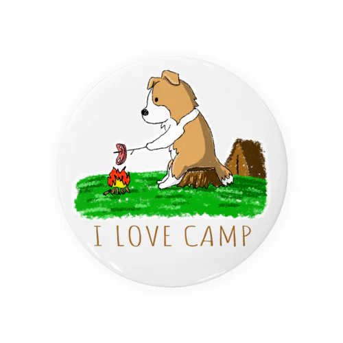 I Love Camp （ボーダーコリー　レッド） Tin Badge