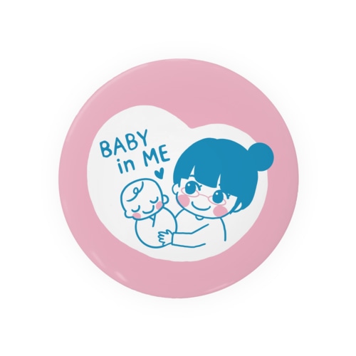 BABY IN ME（お団子パッツンメガネママ） Tin Badge