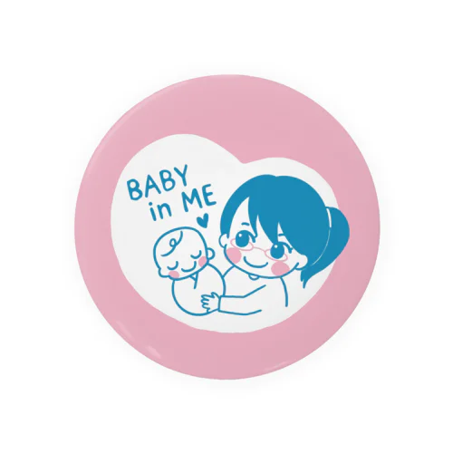 BABY IN ME（メガネポニーヘアママ） Tin Badge