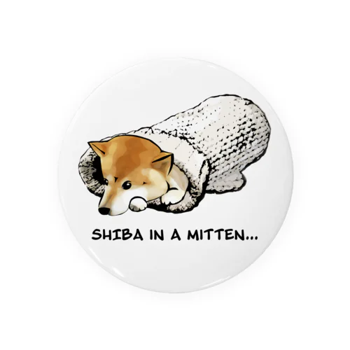 ミトンに入った柴犬 Tin Badge