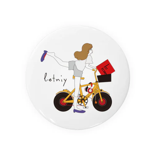 自転車の女の子2 Tin Badge