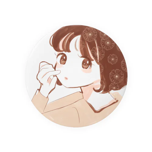 お花と女の子 Tin Badge