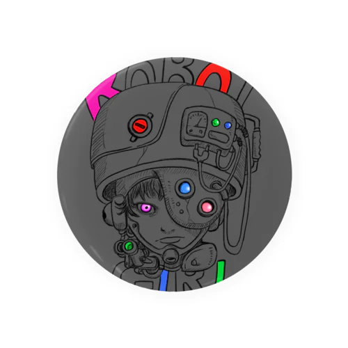 ロボットガール（グレー） Tin Badge