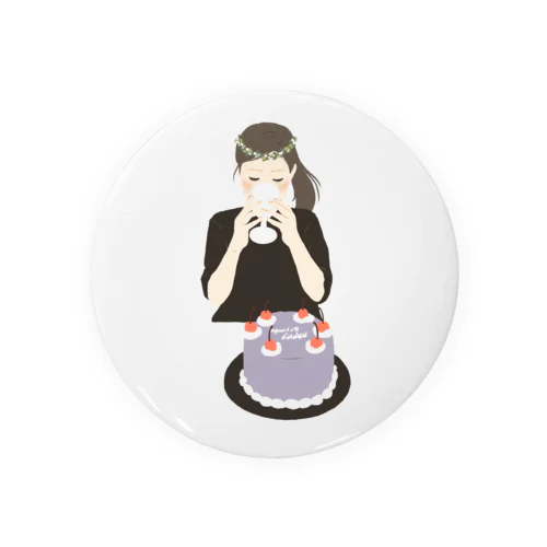 女の子　誕生日 Tin Badge