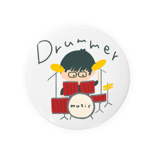 drummerメガネ君 Tin Badge