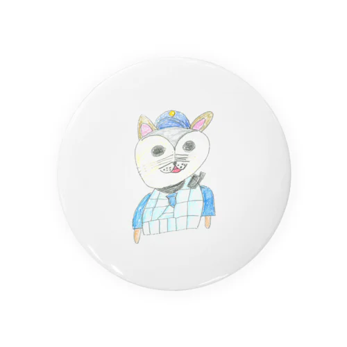 イラスト（猫のおまわりさん） Tin Badge