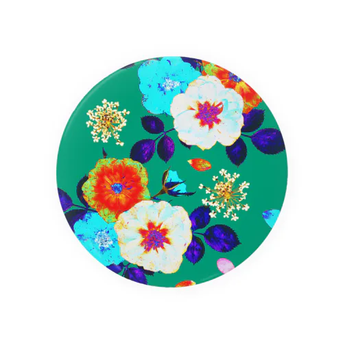 Colorful Rose (Blue green) Tin Badge