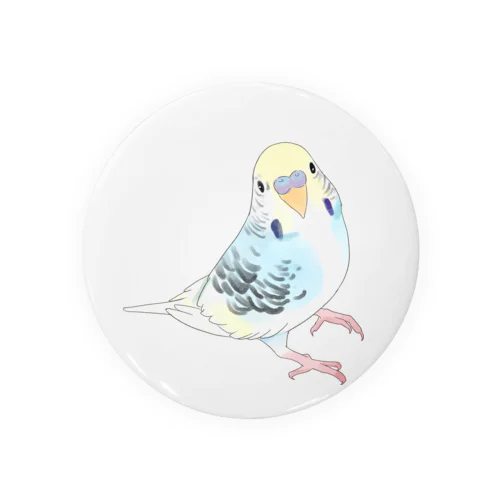 見つめる七色セキセイインコちゃん【まめるりはことり】 Tin Badge