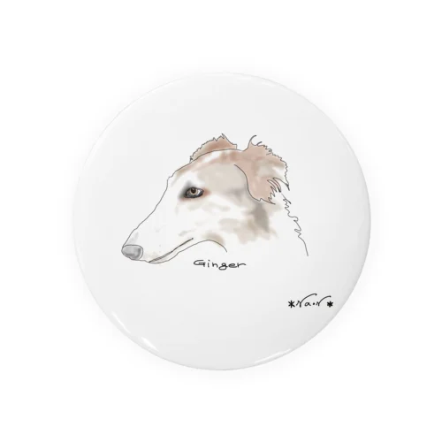 BORZOI GINGER Tin Badge