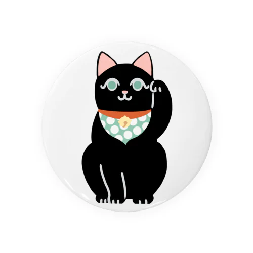 招き猫　黒 Tin Badge