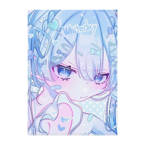 ホワイトデーくん💙🍬 Clear File Folder