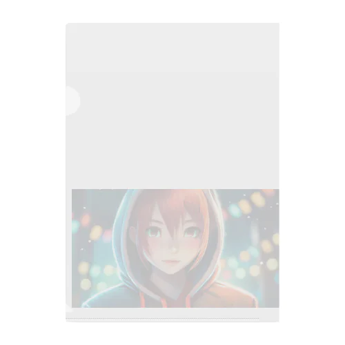 パーカーを着た赤毛の女の子 Clear File Folder