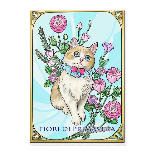 春の花々と猫　Fiori di Primavera Ⅰ Clear File Folder