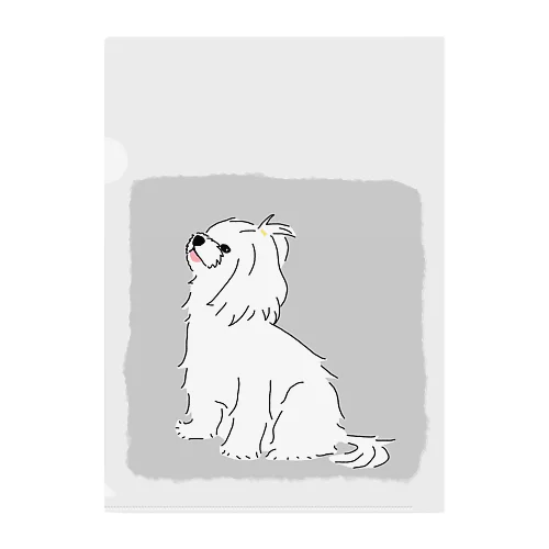おすわりマルチーズ犬（濃色用） クリアファイル