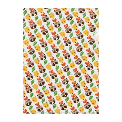 きつねとたぬき柄・透 Clear File Folder