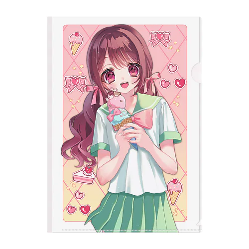 💖おまたせ！いっしょに食べよう🍨🌈 Clear File Folder