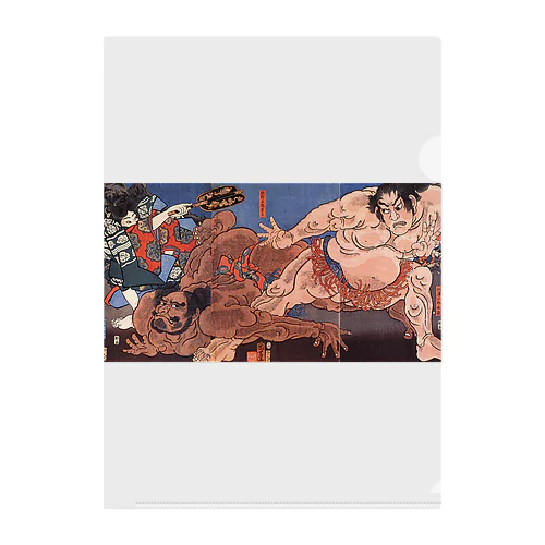 UKIYOE SUMOU 浮世絵 歌川国芳 大相撲 Clear File Folder