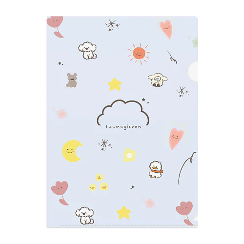 つむぎちゃんの優しいクリアファイル（アイスブルー） Clear File Folder