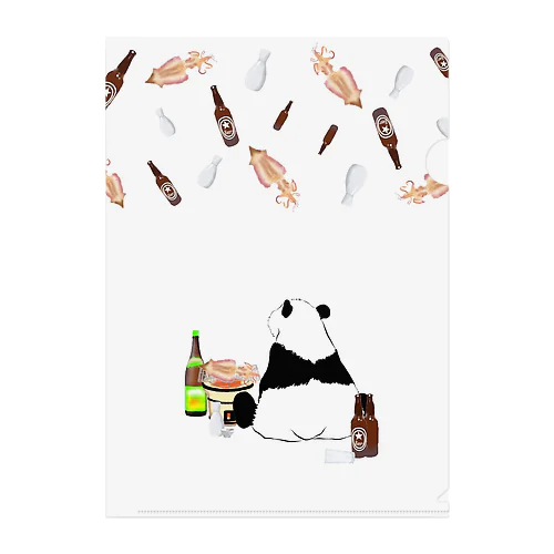 晩酌パンダ🐼🍺♥iPhoneケース Clear File Folder