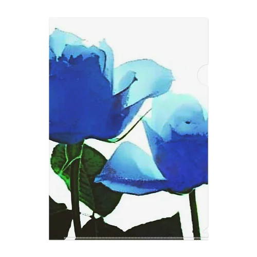 Blue Rose Clear File Folder