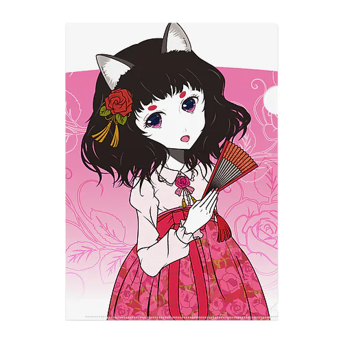 Rose-design（扇子閉じVer.） Clear File Folder