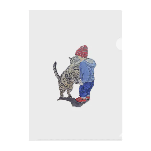 猫×子供 Clear File Folder