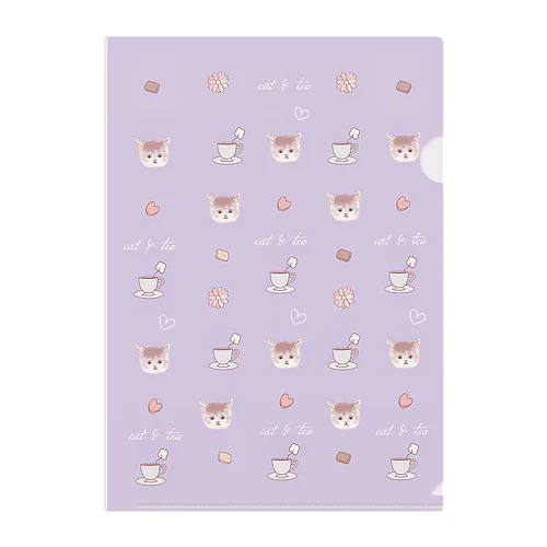 cat & tea クリアファイル