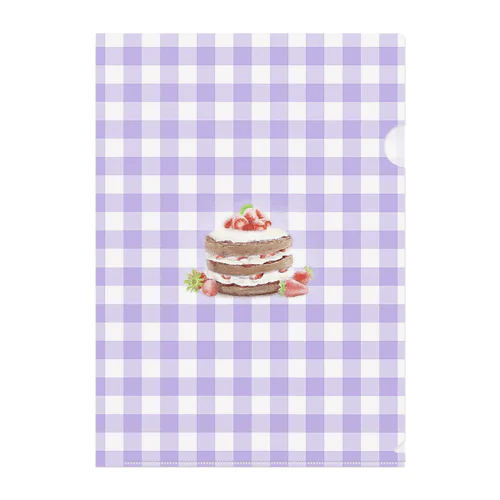 いちごケーキ〈チェック〉 Clear File Folder