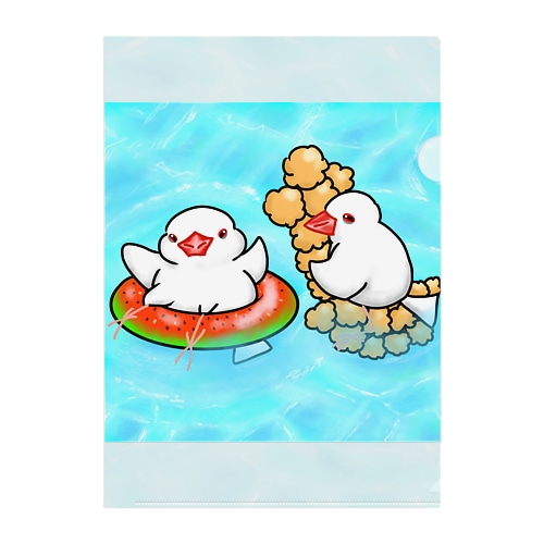 ぷかぷか水遊び文鳥ず Clear File Folder