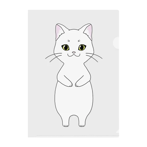 にゃ王さま　白　コモノ　猫 Clear File Folder