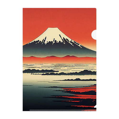 AI red mt.fuji Clear File Folder