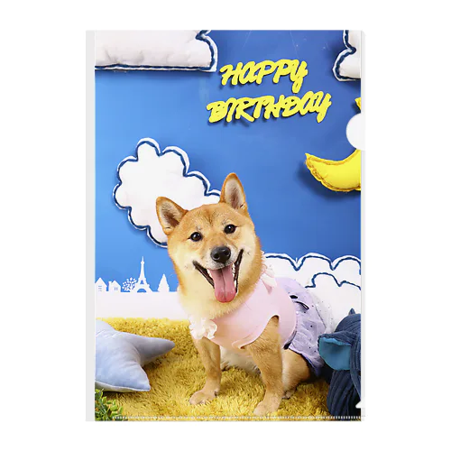 柴犬 HAPPY BIRTHDAY ～月と星編～ Clear File Folder