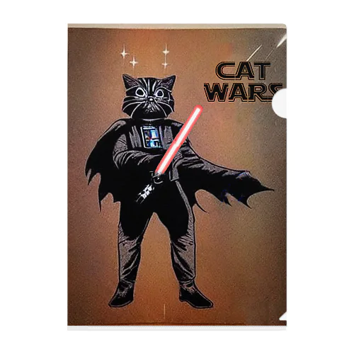 スター・ウォーズ風な『CAT WARS』 Clear File Folder