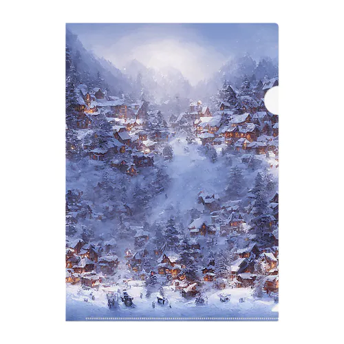 冬・田舎・村・雪山　その１ Clear File Folder