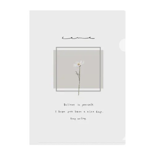 white grayish peach tea × white flower Clear File Folder