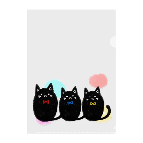 幸せを運ぶ黒猫ちゃん（みゅー・みに・ょん） Clear File Folder