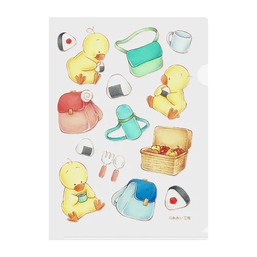 ひよこの3兄弟-ピクニック- Clear File Folder