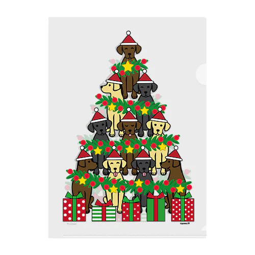ラブラドールのクリスマスツリー クリアファイル