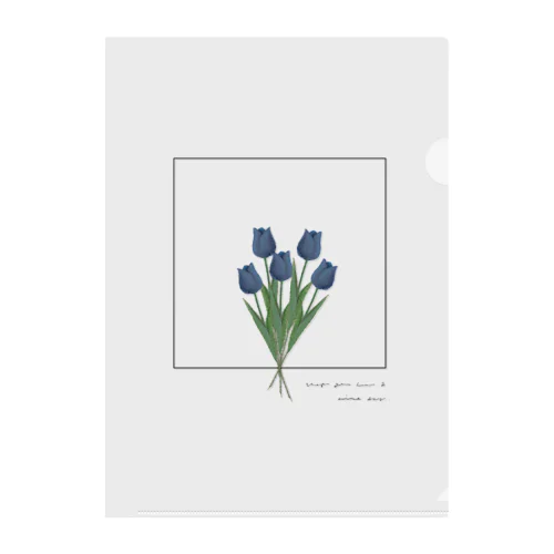 blue tulip bouquet , logo flame クリアファイル