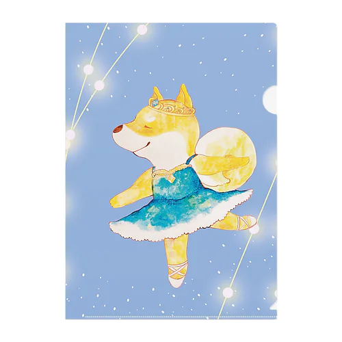 柴犬バレリーナ（水色キラキラ） Clear File Folder