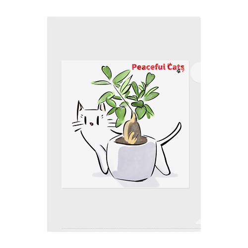 Peaceful Cats ガジュマル Clear File Folder