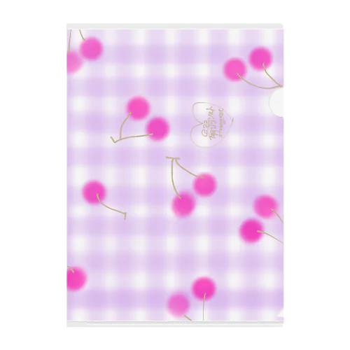 さくらんぼラベンダーギンガム Clear File Folder