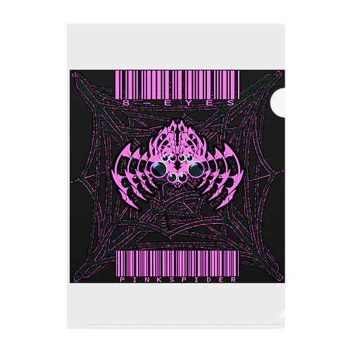 8-EYES PINKSPIDER BLK Clear File Folder