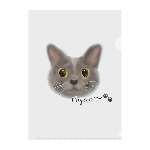 グレーのネコちゃん♡ クリアファイル