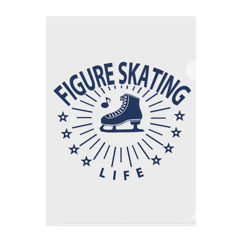 フィギュアスケート・星・figure skating・グッズ・デザイン・フィギアスケート・#Tシャツ・ステップ・スピン・ジャンプ・スケート靴イラスト・技・男子・女子・かっこいい・かわいい・アイスダンス クリアファイル