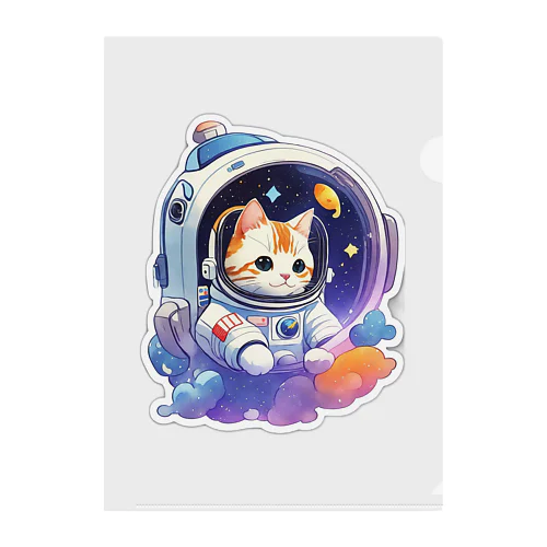 とっても可愛いネコの宇宙飛行士 Clear File Folder