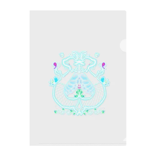 ツイン龍Dragon light blue Clear File Folder