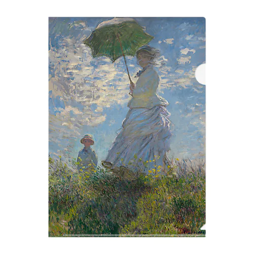散歩、日傘をさす女性 / Woman with a Parasol - Madame Monet and Her Son クリアファイル