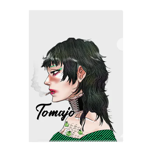 tomajo #025 グリーンゼブラ クリアファイル