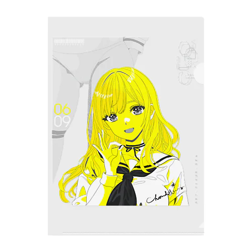 SKY-CLOUD-SEA 06/09 線画 ガールズイラスト Clear File Folder